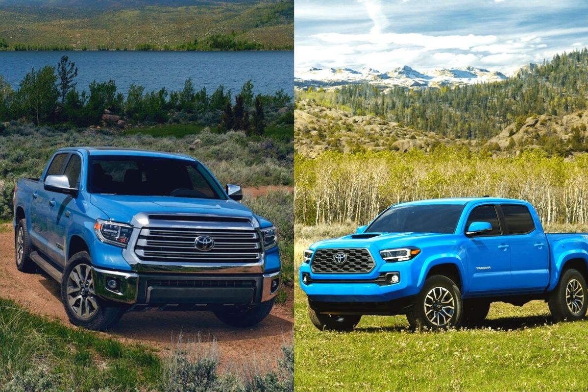 Customers at orange auto sales are deciding between the Toyota Tacoma or the Toyota Tundra 1